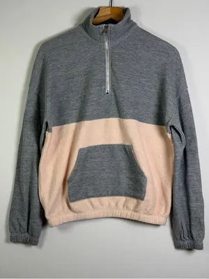 WILDFOX Women’s Quarter Zip Pullover Fleece Colorblock Sweatshirt LA Made Sz S thumbnail 2