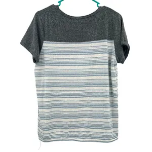 BKE Size Medium Shirt Gray Blue Striped V‎ Neck Short Sleeve Casual Neutral thumbnail 2