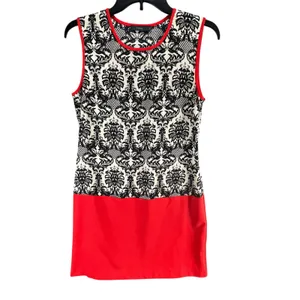 THML Shift Dress S Black Fleur De Lis‎ Red Colorblock Sleeveless Moulin Rouge thumbnail 6