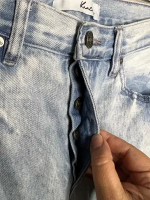 Kancan High Rise Button Fly Distressed Acid Wash Straight Leg Denim Jeans‎ thumbnail 6