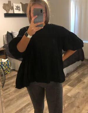 These Three Boutique Balloon Sleeve Tiered Top thumbnail 2