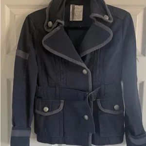EUC Anthropologie Gramercy Peacoat Blazer Jacket Blue Military Style Coat Sz 6 thumbnail 5