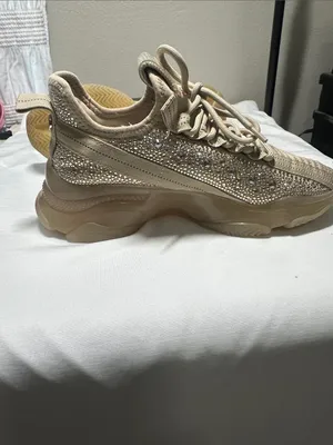 Women's Beige Sneaker with Rhinestone Detail Sz 7.5 Steve Madden Maxima like new thumbnail 8