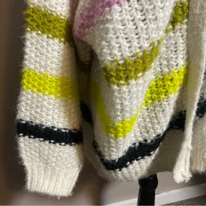 Vero Moda Aperol Striped Open Front chunky knit color block cardigan sweater thumbnail 7