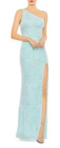 IEENA for Mac Duggal Gown Aqua Iridescent Sequin One Shoulder Dress Prom Women 2 thumbnail 1
