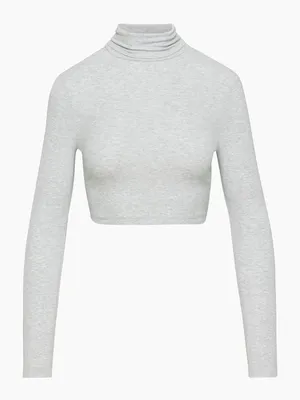 Sunday Best Cropped Ribbed Turtleneck Grey Size Large thumbnail 1