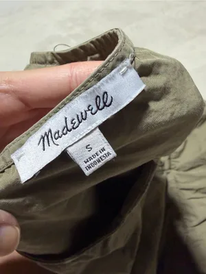 Madewell Olive Tiered Button-Front Short Sleeve Dress small thumbnail 8