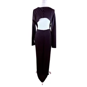 Lulus Flawless Esteem Black Long Sleeve Cutout‎ Column Gown Size Medium NWT thumbnail 5