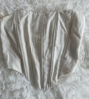 Windsor Linen-Blend Pointed Hem Corset Top, Size S thumbnail 1