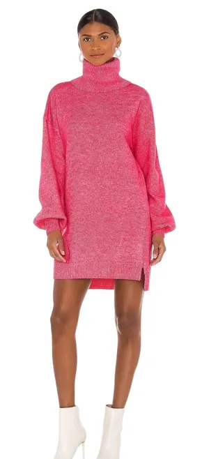 Show Me Your Mumu Chester Sweater Dress Womens Medium Pink Turtleneck‎ Flirty thumbnail 1