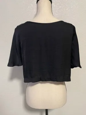 Victorias Secret Black Satin Crop Top thumbnail 2