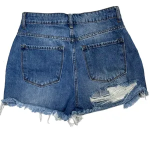 Blush Beaded Fringe Frayed Distressed Denim Shorts‎ High Rise Size Medium/28 thumbnail 3