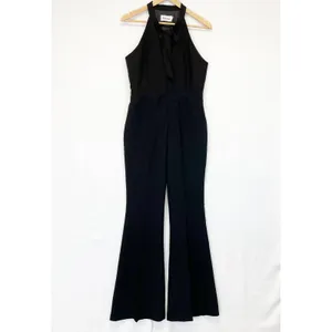 Line + Dot Freya Jumpsuit Halter Tie Wide Flare‎ Leg Black Sleeveless Women's L thumbnail 3