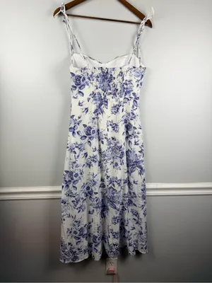 Petal + Pup Azelia Dress blue white midi size 6 thumbnail 6