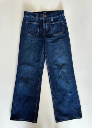 J.Crew Slim Wide-Leg Jeans Dark Wash Patch Pocket Denim CL230 Size 26 thumbnail 1