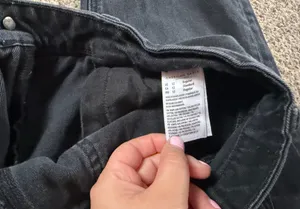 American Eagle Women's Black Distressed Straight Leg Jeans thumbnail 5