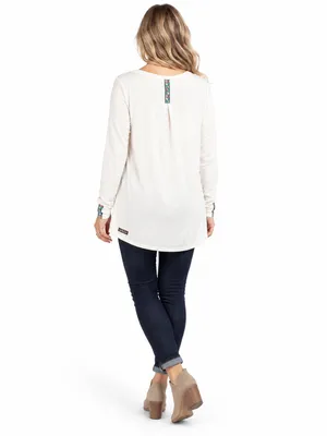 Matilda Jane White Long Sleeve Floral Trim High Low Tunic Top Size S thumbnail 4