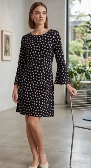 Tommy Hilfiger Floral Print Stretch Mini Bell Sleeve Dress Size 12 thumbnail 1