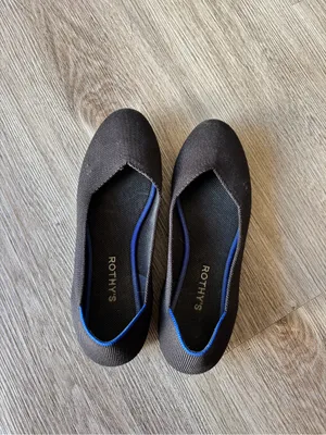 Rothys black rounded toe flat thumbnail 5