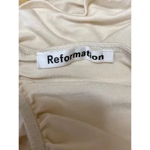 Reformation Fallow Womens Cream Ruched Puff Sleeve Square Neck Crop Blouse Top S thumbnail 5