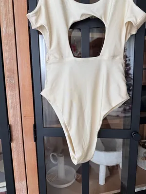 Oh polly bodysuit vneck cutouts seamless scoop open back ivory satin sexy top thumbnail 4