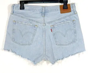 Levi’s Premium 501 Women’s W30 High Rise Cutoff Denim Shorts Distressed Blue thumbnail 3