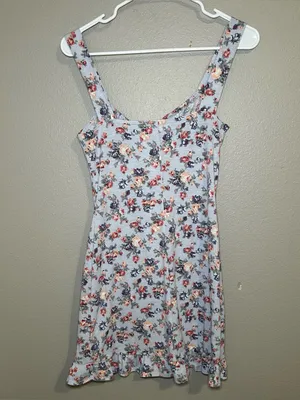 Reformation Nevada Blue Floral Print Ruffle Hem Mini Dress Women’s Size Small thumbnail 5