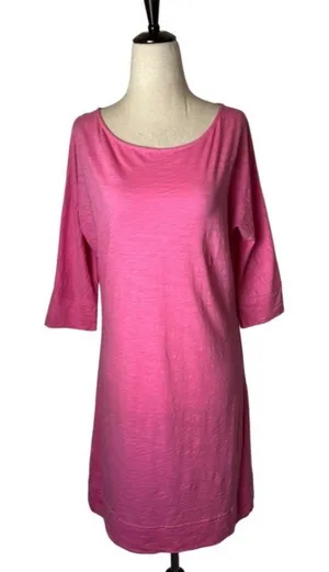 Lilly Pulitzer Dress Women Small Pink Pima Cotton‎ Slub Knit Casie Mini Tee Boho thumbnail 1