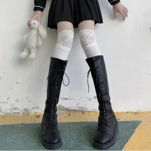 White Lace Top Thigh High Sock-Stockings Sweet JK Style Slim Fit Over The‎ Knee thumbnail 12