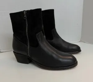H by Hudson Riley Boots Leather Zippers Western Festival Cowgirl Boho Black thumbnail 1