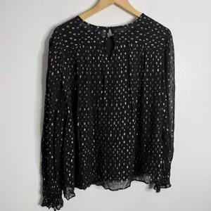 NWT‎ Ann Taylor Metallic Clip Shirred Top Black Medium Minimalist Career Office thumbnail 3