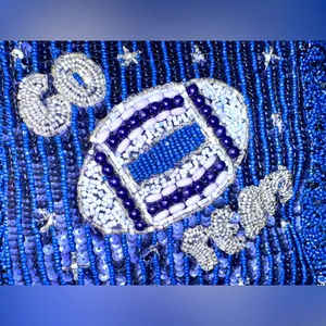NWT MADE IN INDIA Beaded “Go Team” Football Bag‎ thumbnail 3