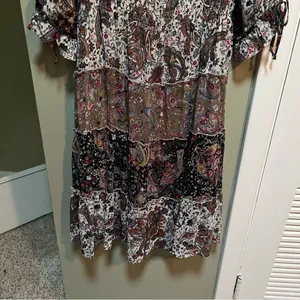 Figueroa & Flower Women's Size Large Midi Dress Boho Paisley Floral Off Shoulder thumbnail 3