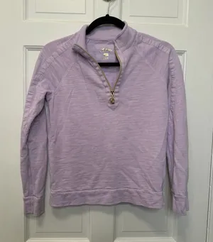 Lilly Pulitzer Lavender Half Zip Pullover Sweatshirt Gold Zipper Cotton Size XXS thumbnail 1
