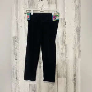 PINK Yoga Victoria’s Secret Cropped Leggings XS Black Workout Pants High Rise At thumbnail 2