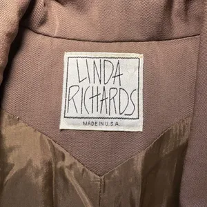 VTG 80s Linda Richards 100%‎ Wool Trench Coat Mauve Brown Made in USA sz 12 FLAW thumbnail 2
