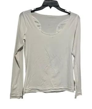 Lululemon Athletic Shirt Womens ~8 White Medium Long‎ Sleeve Casual Scoop #MN5-1 thumbnail 1