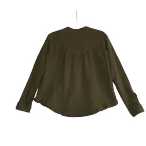 FREE PEOPLE Changing Horizons V Neck Top Sz S Olive Green Gauze Oversize Boho thumbnail 4