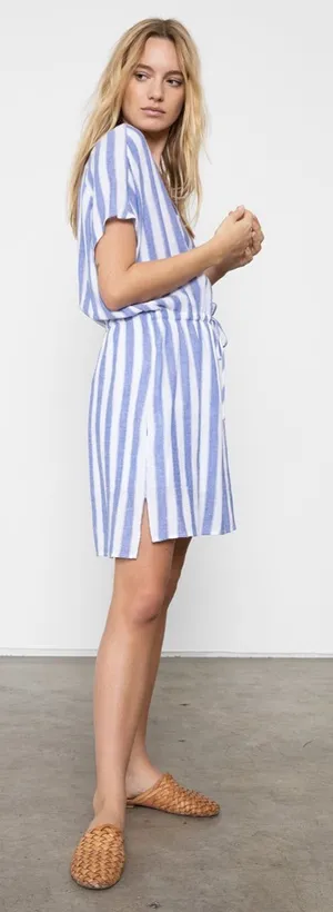 Rails Wren Pacifica Stripe Linen Blend Kaftan Dress Blue White Size Medium thumbnail 1