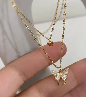 Gold Plated Butterfly Necklace thumbnail 1