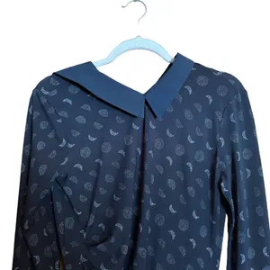 Modcloth Dress Womens Large Multicolor Moon Phases Print Peter Pan Collar thumbnail 2