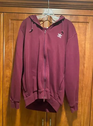 Adidas Maroon Zip Up Hoodie thumbnail 1