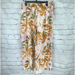 C&C California Linen Pants Women's XL Cropped Wide Legged Tropical Coastal thumbnail 3