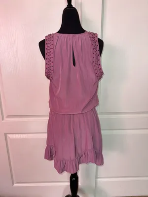 Ramy Brook Purple Whip Stitch Ruffle Mini Dress thumbnail 3