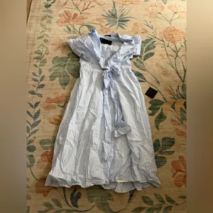 Lulus Adorable Impression White and Blue Midi Dress With Pockets thumbnail 5