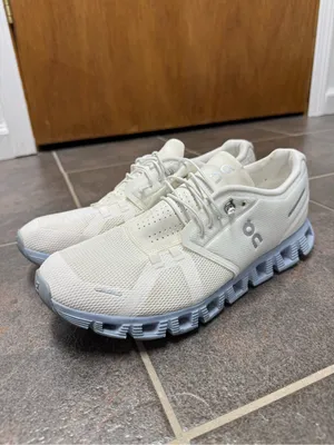 ON Running Womens Cloud 5 Gym Shoes Sneakers Trainers Chambray Blue White 10 thumbnail 14