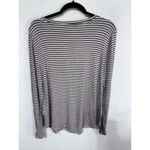 Old Navy XL‎ Tan Black Striped Long Sleeve T-Shirt Women's Casual Soft Knit thumbnail 5