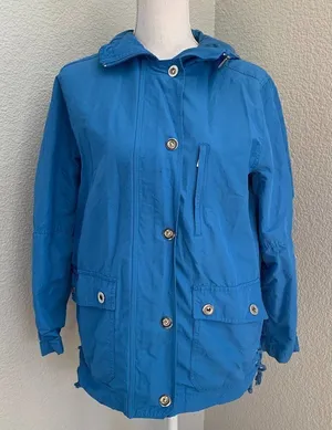 Lauren Woman’s Blue Pocket Rain Jacket Sz P/S thumbnail 1