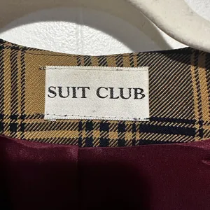 Vintage Navy‎ and tan plaid women’s blazer size 14 double breasted thumbnail 5