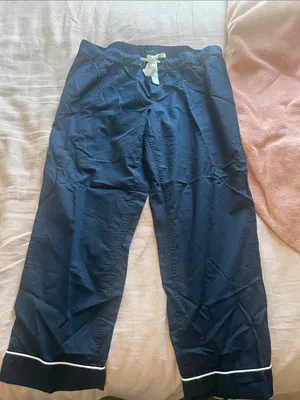 J. Crew Navy Drawstring Jogger Pants with White Piping thumbnail 1